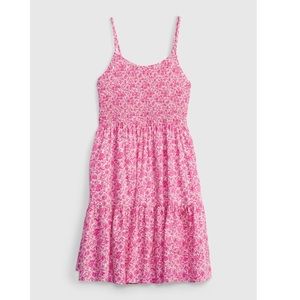 GAP smocked tiered mini dress NWT pink floral pattern with pockets